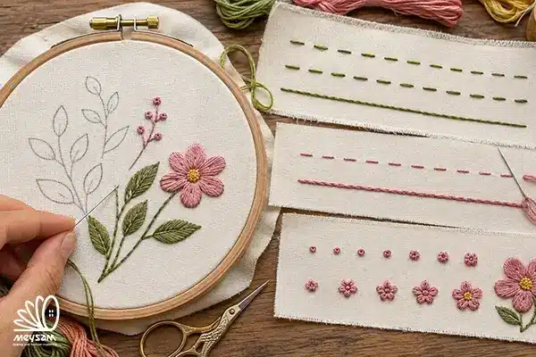 مراحل شروع کار آموزش گلدوزی با دست